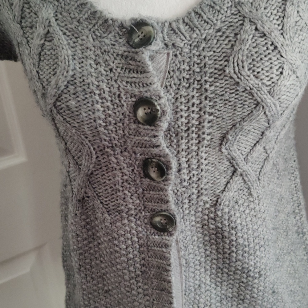 Aeropostale Y2K Cable Knit Short Sleeve Cardigan Gray Size Medium - Picture 2 of 7